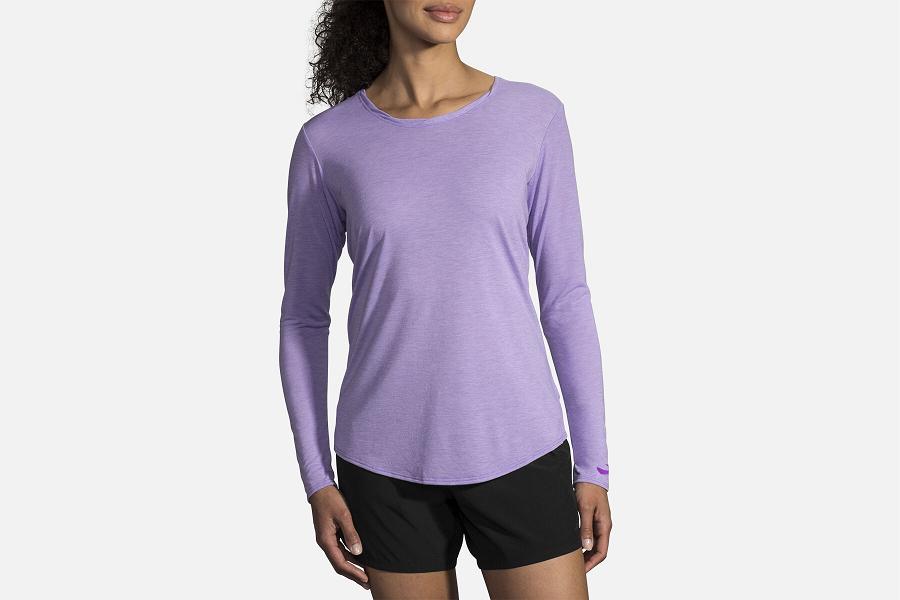 Brooks Distance Women Running Clothes & Long Sleeve Running Shirt Purple EXG357209